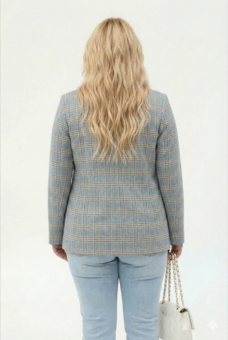 MARYNARKA AZALIA NIEBIESKA KRATKA - miniatura 3