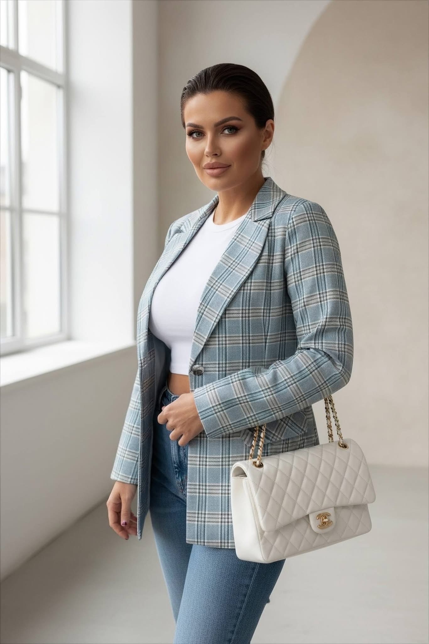 MARYNARKA AZALIA NIEBIESKA KRATKA - miniatura 6